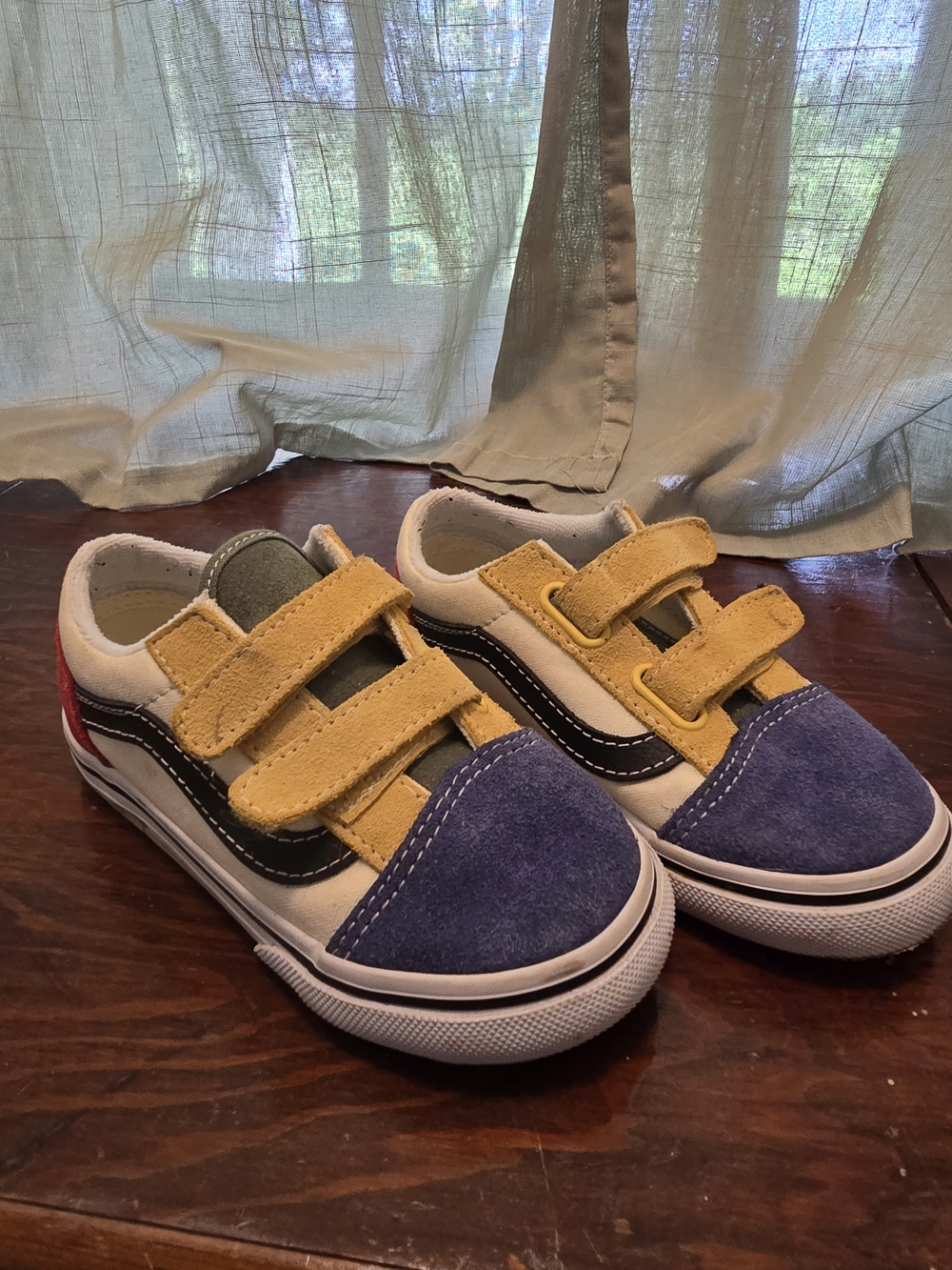Vans Kids Two-Tone Yellow & Blue Velcro Sneakers